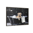 Load image into Gallery viewer, Custom Dog ArtDog Bath Time Framed Art, Pet Lovers Decor, Fun Home Wall Art, Dog Owner Gift, Bubble Bath Canvas, Pet Bathroom Art
