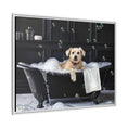 Load image into Gallery viewer, Custom Dog ArtDog Bath Time Framed Art, Pet Lovers Decor, Fun Home Wall Art, Dog Owner Gift, Bubble Bath Canvas, Pet Bathroom Art
