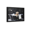 Load image into Gallery viewer, Custom Dog ArtDog Bath Time Framed Art, Pet Lovers Decor, Fun Home Wall Art, Dog Owner Gift, Bubble Bath Canvas, Pet Bathroom Art
