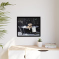 Load image into Gallery viewer, Custom Dog ArtDog Bath Time Framed Art, Pet Lovers Decor, Fun Home Wall Art, Dog Owner Gift, Bubble Bath Canvas, Pet Bathroom Art
