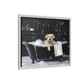 Load image into Gallery viewer, Custom Dog ArtDog Bath Time Framed Art, Pet Lovers Decor, Fun Home Wall Art, Dog Owner Gift, Bubble Bath Canvas, Pet Bathroom Art
