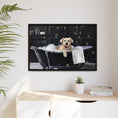 Load image into Gallery viewer, Custom Dog ArtDog Bath Time Framed Art, Pet Lovers Decor, Fun Home Wall Art, Dog Owner Gift, Bubble Bath Canvas, Pet Bathroom Art
