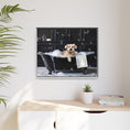 Load image into Gallery viewer, Custom Dog ArtDog Bath Time Framed Art, Pet Lovers Decor, Fun Home Wall Art, Dog Owner Gift, Bubble Bath Canvas, Pet Bathroom Art
