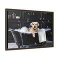 Load image into Gallery viewer, Custom Dog ArtDog Bath Time Framed Art, Pet Lovers Decor, Fun Home Wall Art, Dog Owner Gift, Bubble Bath Canvas, Pet Bathroom Art
