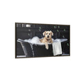 Load image into Gallery viewer, Custom Dog ArtDog Bath Time Framed Art, Pet Lovers Decor, Fun Home Wall Art, Dog Owner Gift, Bubble Bath Canvas, Pet Bathroom Art

