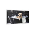 Load image into Gallery viewer, Custom Dog ArtDog Bath Time Framed Art, Pet Lovers Decor, Fun Home Wall Art, Dog Owner Gift, Bubble Bath Canvas, Pet Bathroom Art
