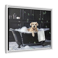 Load image into Gallery viewer, Custom Dog ArtDog Bath Time Framed Art, Pet Lovers Decor, Fun Home Wall Art, Dog Owner Gift, Bubble Bath Canvas, Pet Bathroom Art
