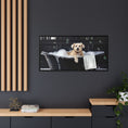 Load image into Gallery viewer, Custom Dog ArtDog Bath Time Framed Art, Pet Lovers Decor, Fun Home Wall Art, Dog Owner Gift, Bubble Bath Canvas, Pet Bathroom Art
