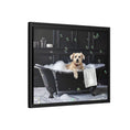 Load image into Gallery viewer, Custom Dog ArtDog Bath Time Framed Art, Pet Lovers Decor, Fun Home Wall Art, Dog Owner Gift, Bubble Bath Canvas, Pet Bathroom Art
