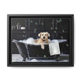 Load image into Gallery viewer, Custom Dog ArtDog Bath Time Framed Art, Pet Lovers Decor, Fun Home Wall Art, Dog Owner Gift, Bubble Bath Canvas, Pet Bathroom Art
