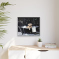 Load image into Gallery viewer, Custom Dog ArtDog Bath Time Framed Art, Pet Lovers Decor, Fun Home Wall Art, Dog Owner Gift, Bubble Bath Canvas, Pet Bathroom Art
