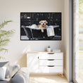 Load image into Gallery viewer, Custom Dog ArtDog Bath Time Framed Art, Pet Lovers Decor, Fun Home Wall Art, Dog Owner Gift, Bubble Bath Canvas, Pet Bathroom Art
