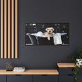 Load image into Gallery viewer, Custom Dog ArtDog Bath Time Framed Art, Pet Lovers Decor, Fun Home Wall Art, Dog Owner Gift, Bubble Bath Canvas, Pet Bathroom Art
