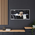 Load image into Gallery viewer, Custom Dog ArtDog Bath Time Framed Art, Pet Lovers Decor, Fun Home Wall Art, Dog Owner Gift, Bubble Bath Canvas, Pet Bathroom Art
