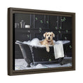 Load image into Gallery viewer, Custom Dog ArtDog Bath Time Framed Art, Pet Lovers Decor, Fun Home Wall Art, Dog Owner Gift, Bubble Bath Canvas, Pet Bathroom Art
