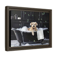 Load image into Gallery viewer, Custom Dog ArtDog Bath Time Framed Art, Pet Lovers Decor, Fun Home Wall Art, Dog Owner Gift, Bubble Bath Canvas, Pet Bathroom Art
