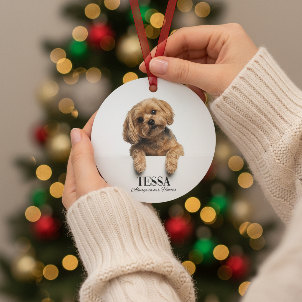 Custom Dog Memorial Photo Ornament | Personalized Dog Loss Gift Keepsake