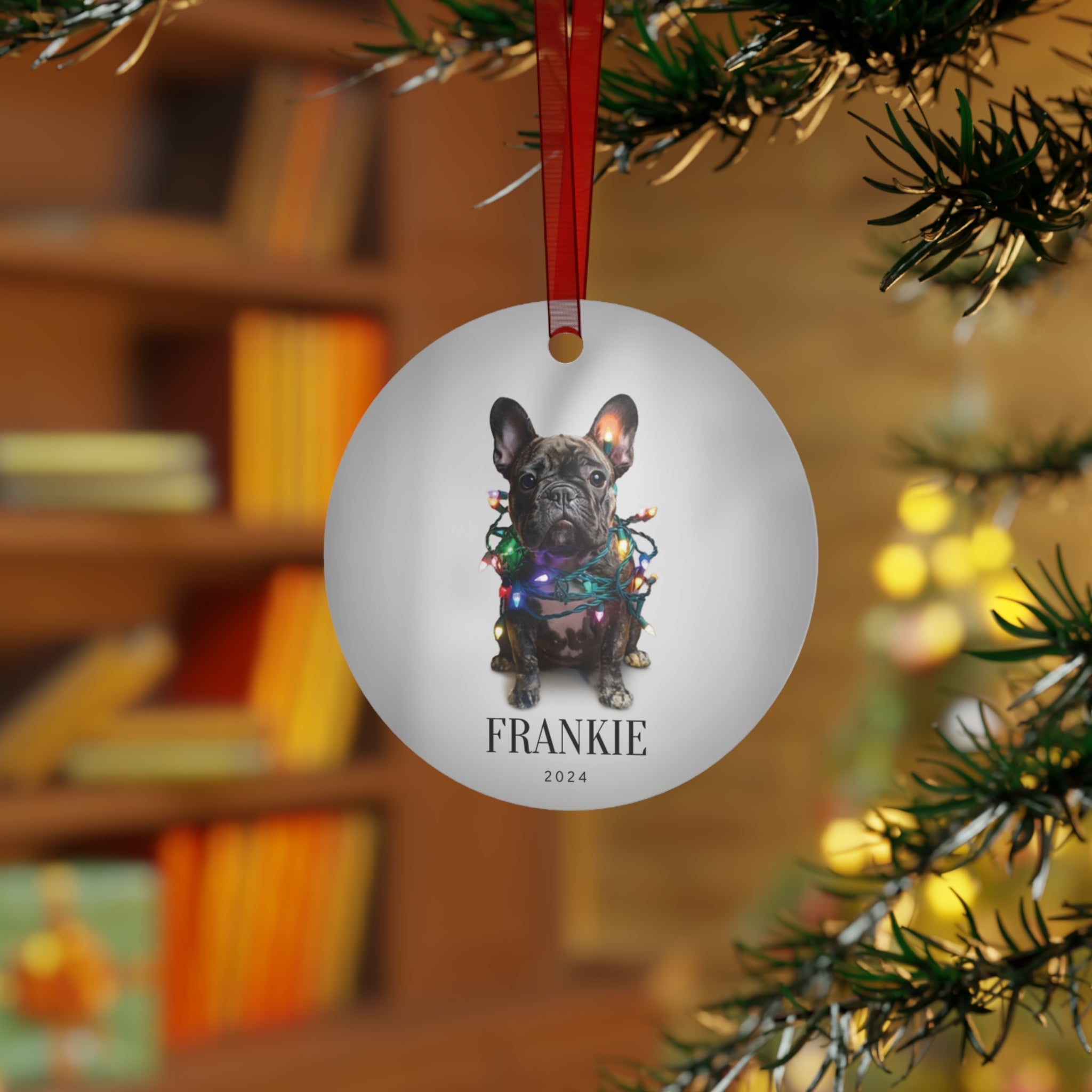 Custom Dog ArtFrench Bulldog Christmas Ornament | Personalized