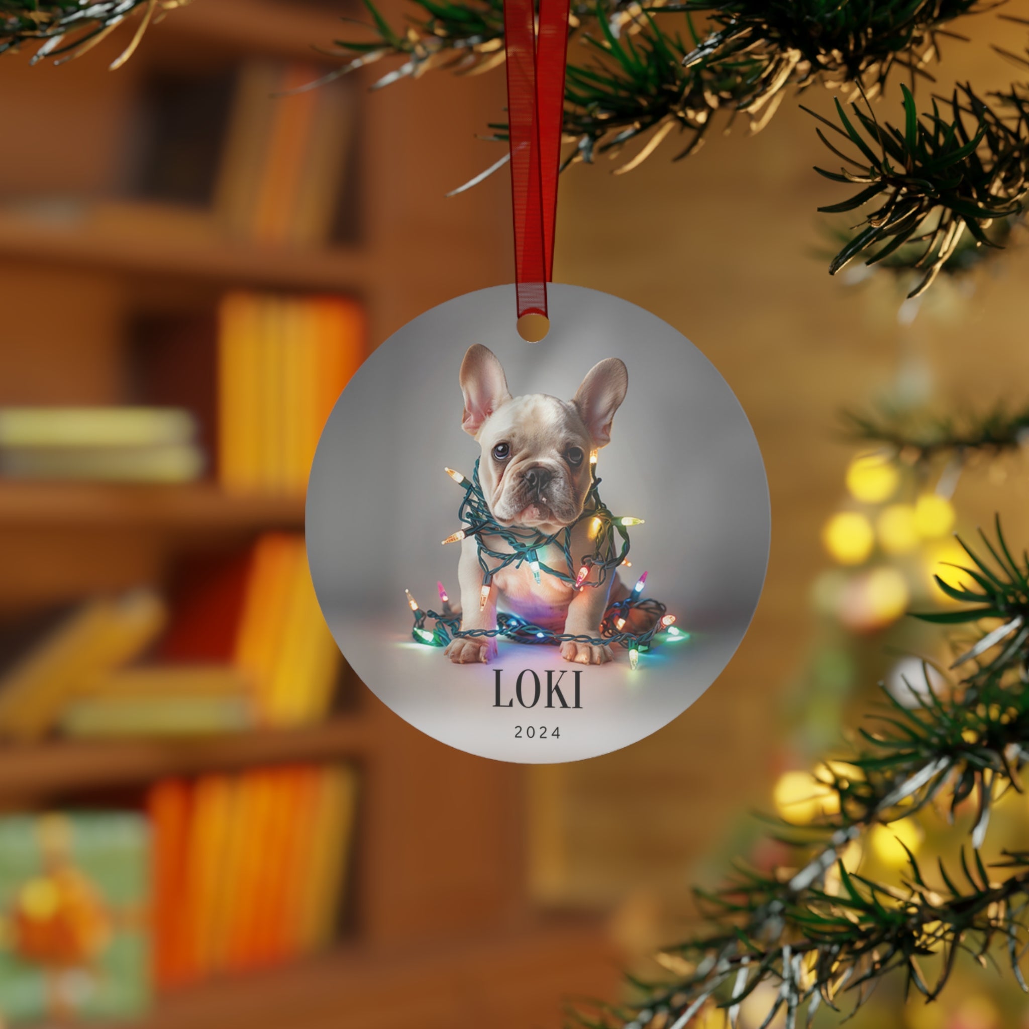 Custom Dog ArtFrench Bulldog Christmas Ornament | Personalized