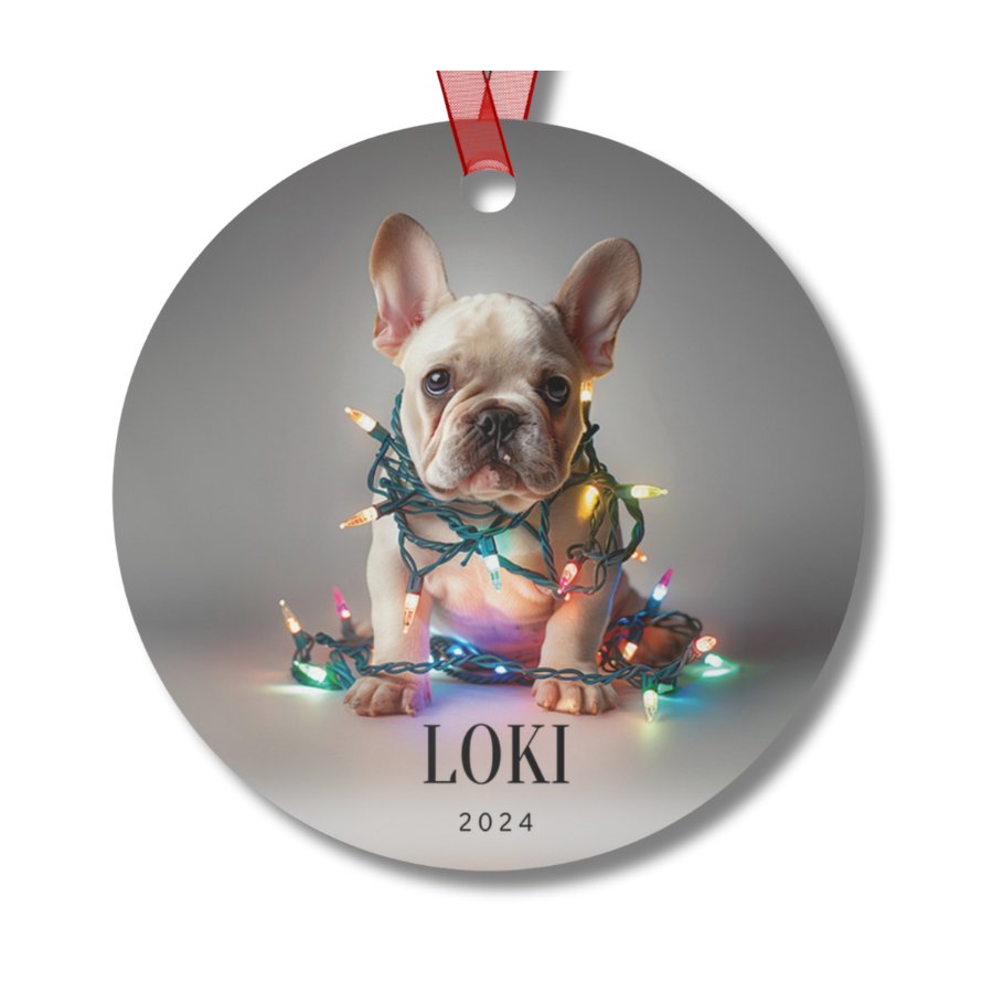 Custom Dog ArtFrench Bulldog Christmas Ornament | Personalized