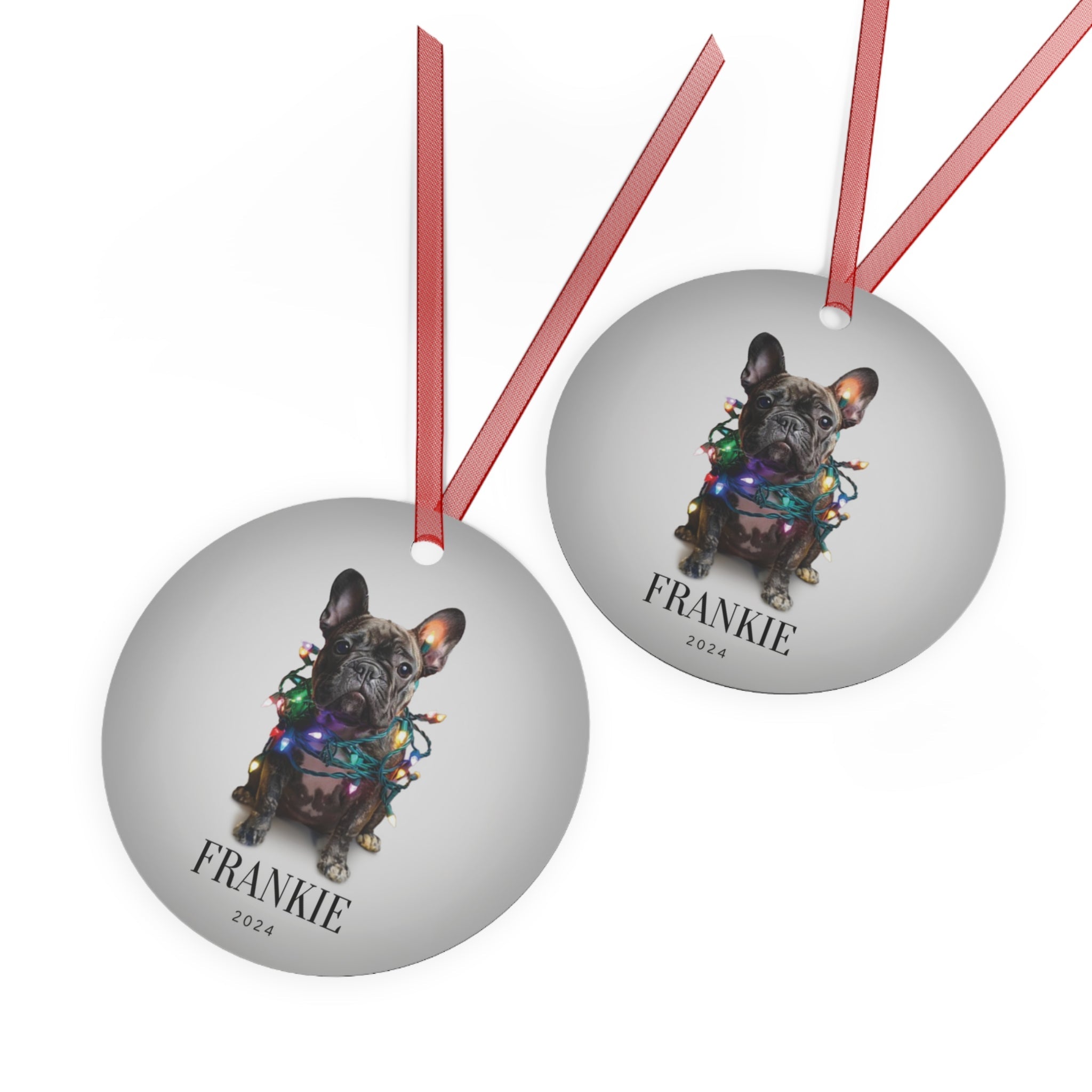 Custom Dog ArtFrench Bulldog Christmas Ornament | Personalized