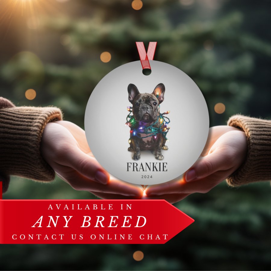 Custom Dog ArtFrench Bulldog Christmas Ornament | Personalized