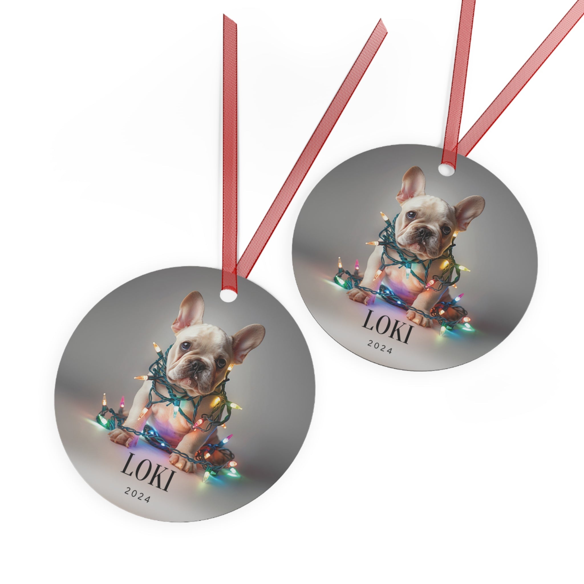 Custom Dog ArtFrench Bulldog Christmas Ornament | Personalized