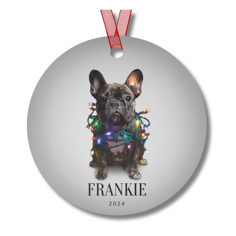 Custom Dog ArtFrench Bulldog Christmas Ornament | Personalized