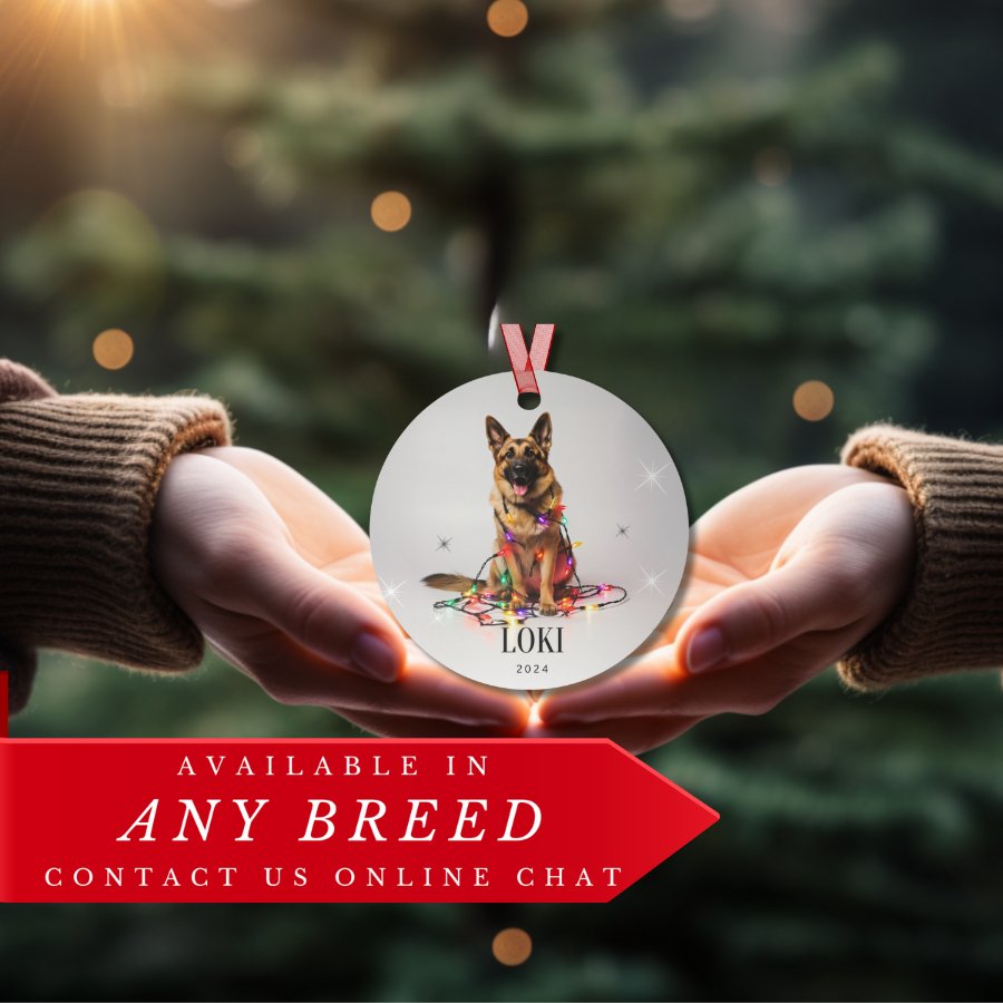 Custom Dog ArtGerman Shepherd Christmas Ornament | Personalized