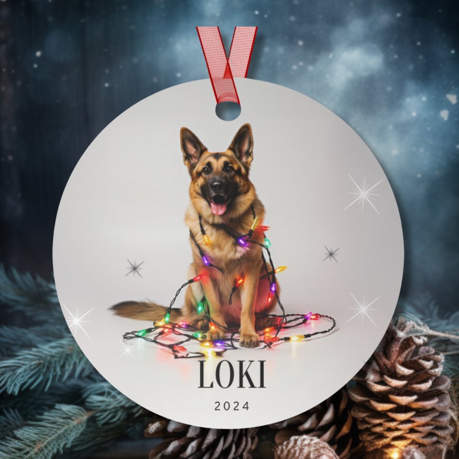 Custom Dog ArtGerman Shepherd Christmas Ornament | Personalized