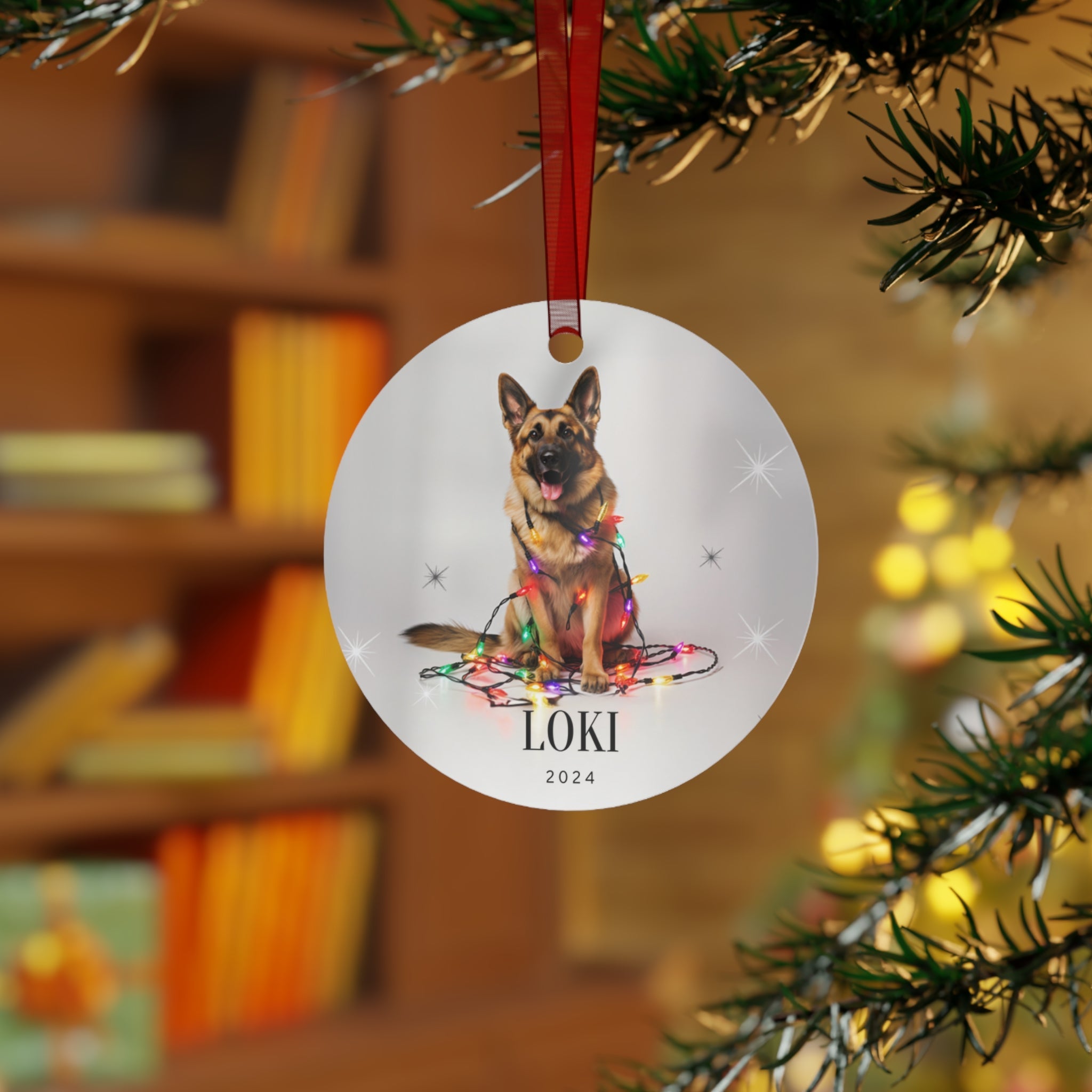 Custom Dog ArtGerman Shepherd Christmas Ornament | Personalized