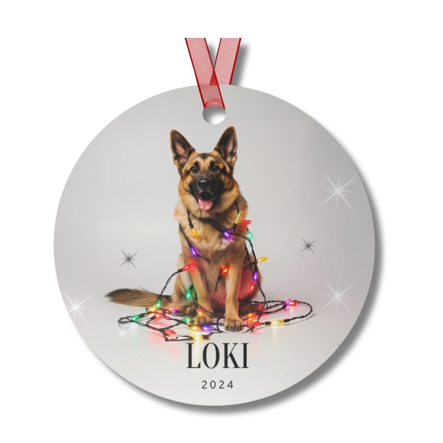 Custom Dog ArtGerman Shepherd Christmas Ornament | Personalized