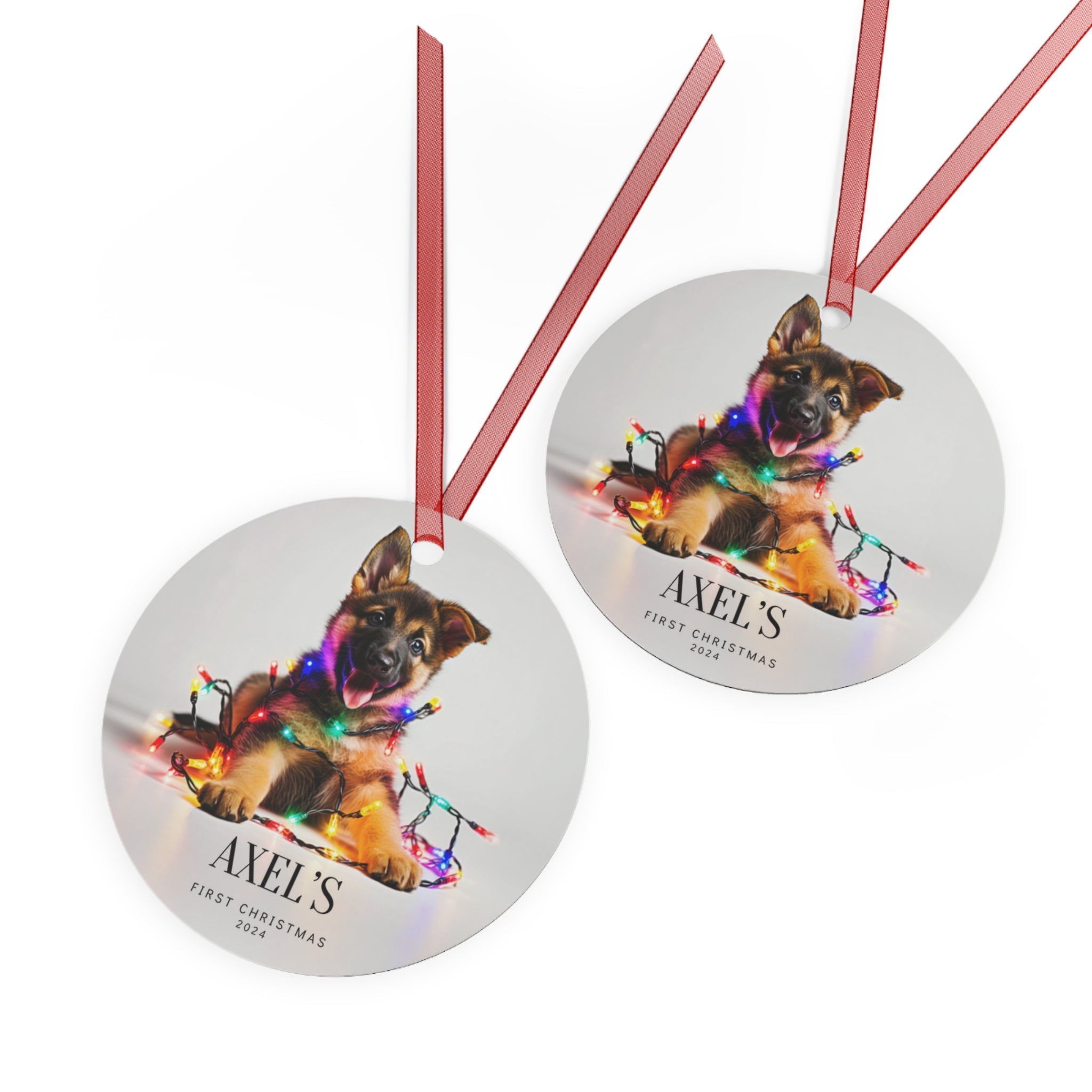 Custom Dog ArtGerman Shepherd Puppy Christmas Ornament | Personalized