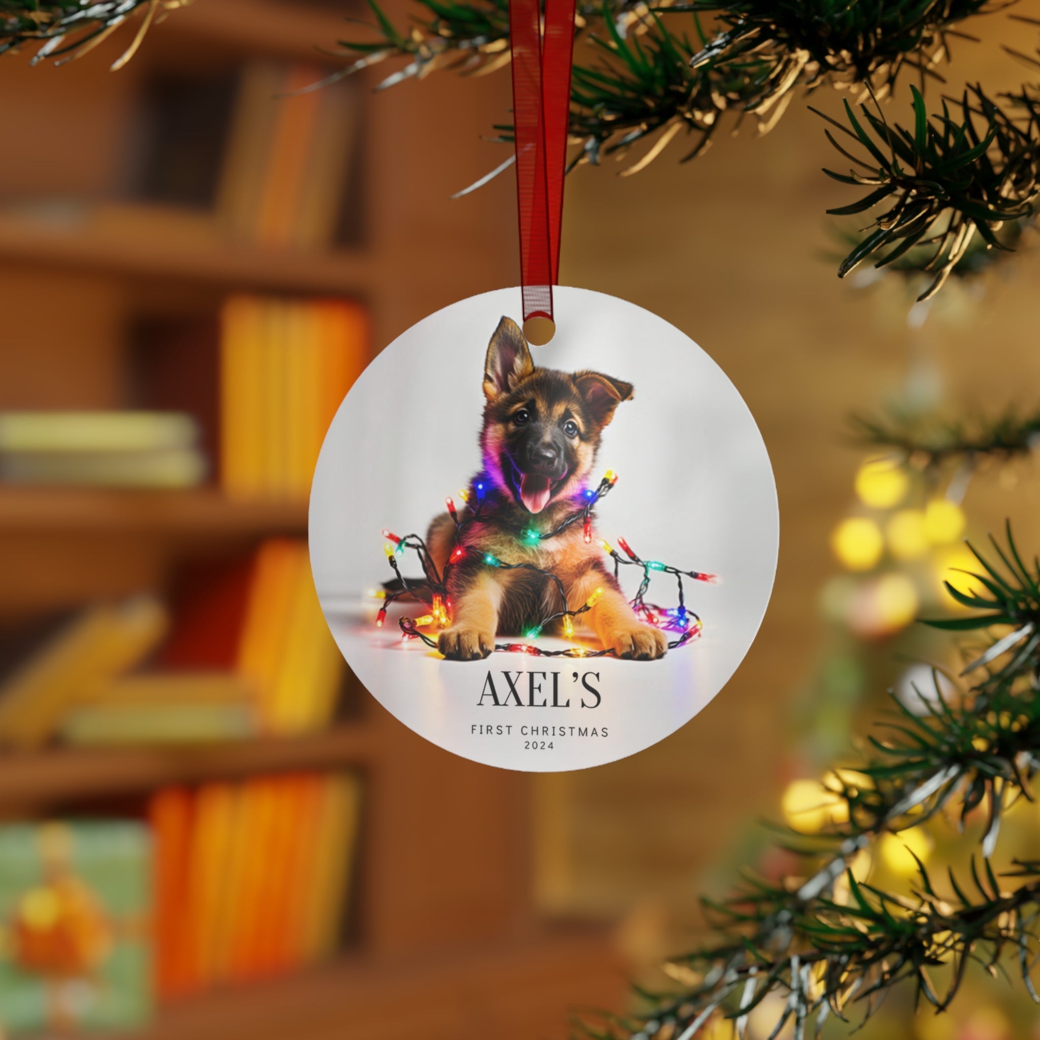 Custom Dog ArtGerman Shepherd Puppy Christmas Ornament | Personalized