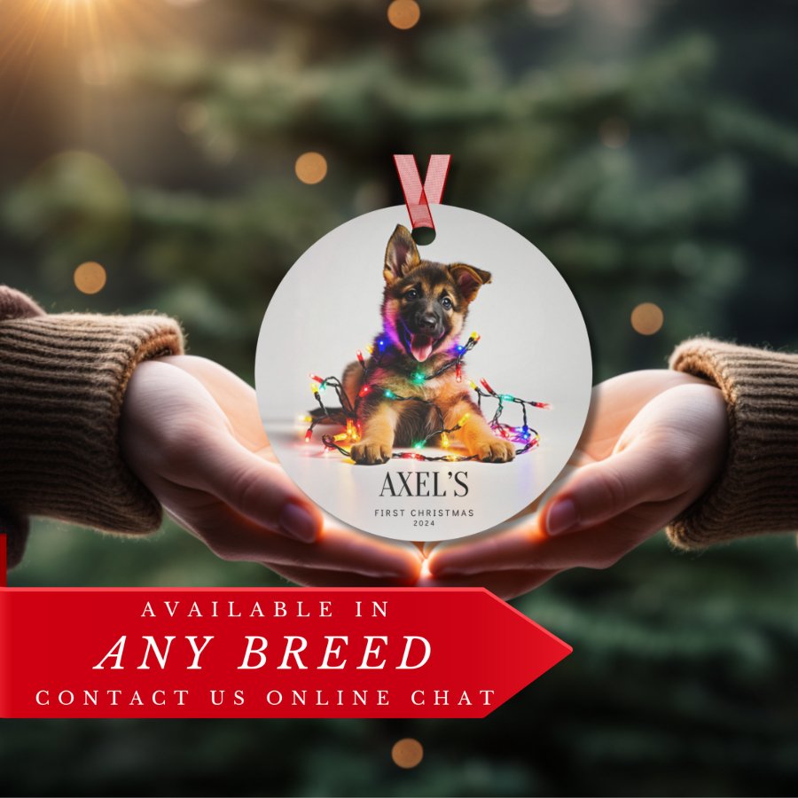 Custom Dog ArtGerman Shepherd Puppy Christmas Ornament | Personalized