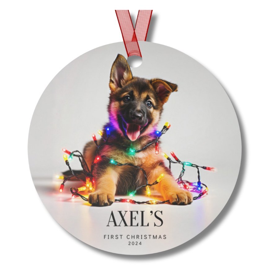 Custom Dog ArtGerman Shepherd Puppy Christmas Ornament | Personalized