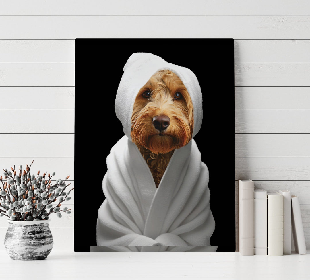 Custom Dog ArtGolden Doodle Spa Canvas Wall Art - Pampered Pup Bathroom Decor