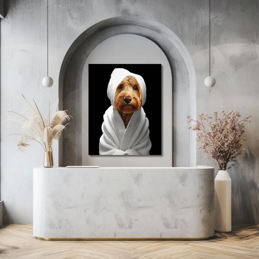 Custom Dog ArtGolden Doodle Spa Canvas Wall Art - Pampered Pup Bathroom Decor