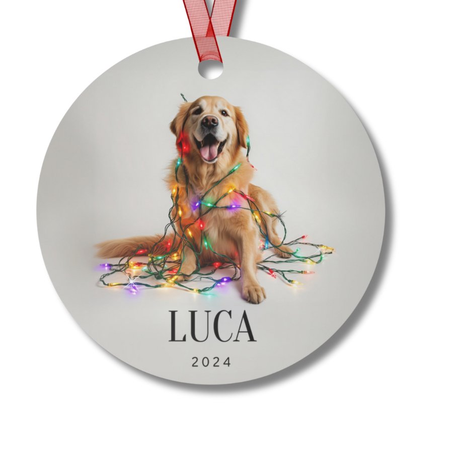 Custom Dog ArtGolden Retriever Christmas Ornament | Personalized