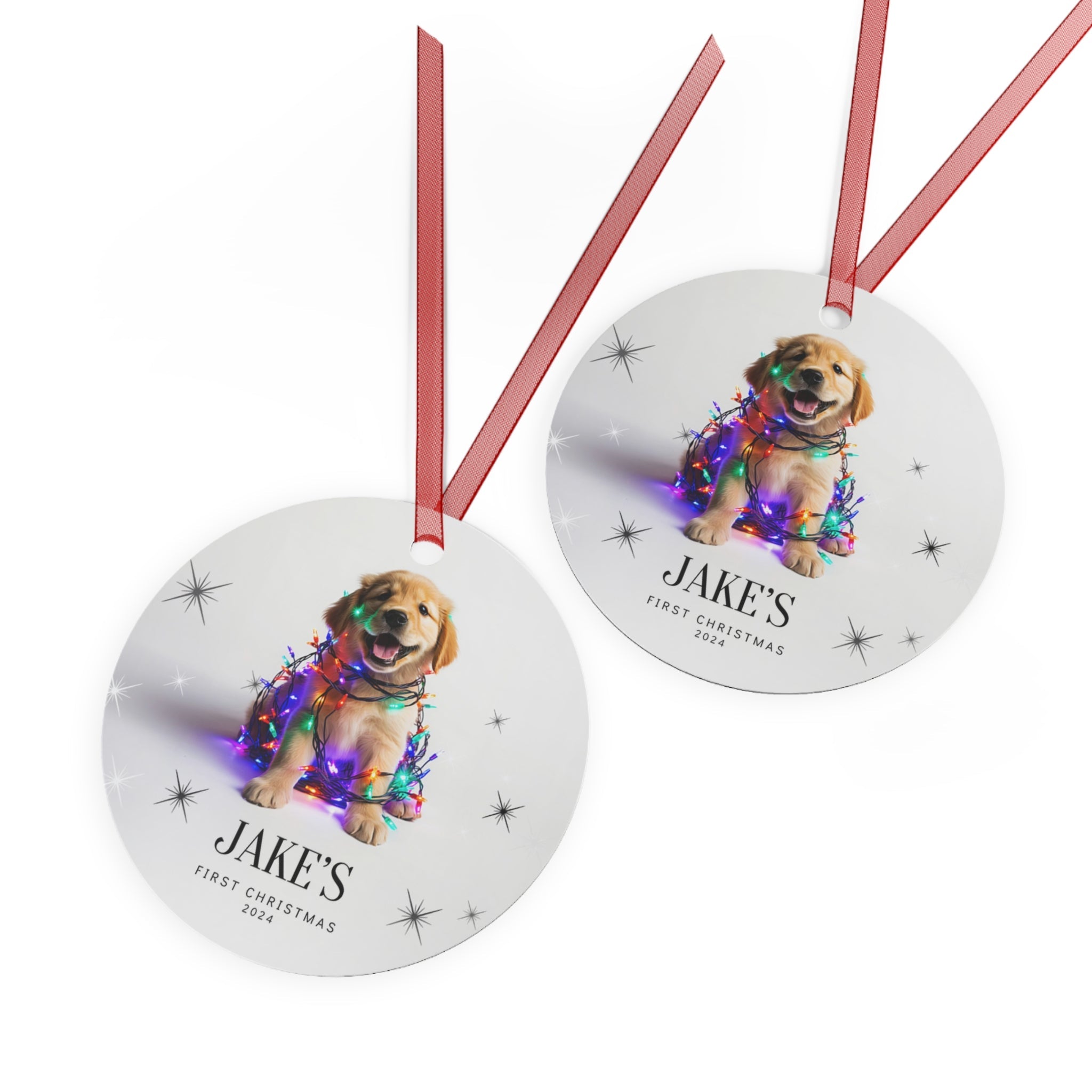 Custom Dog ArtGolden Retriever Puppy Christmas Ornament | Personalized