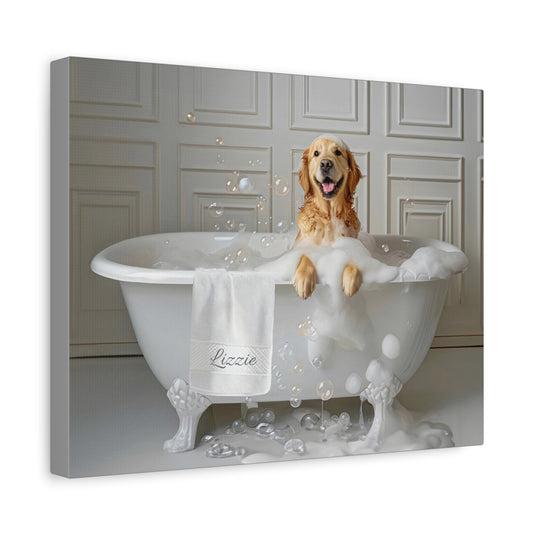 Custom Dog Art Golden Retriever Wall Art: Personalized Bathtub Print for Dog Lovers | CustomDogArt.com | 2024