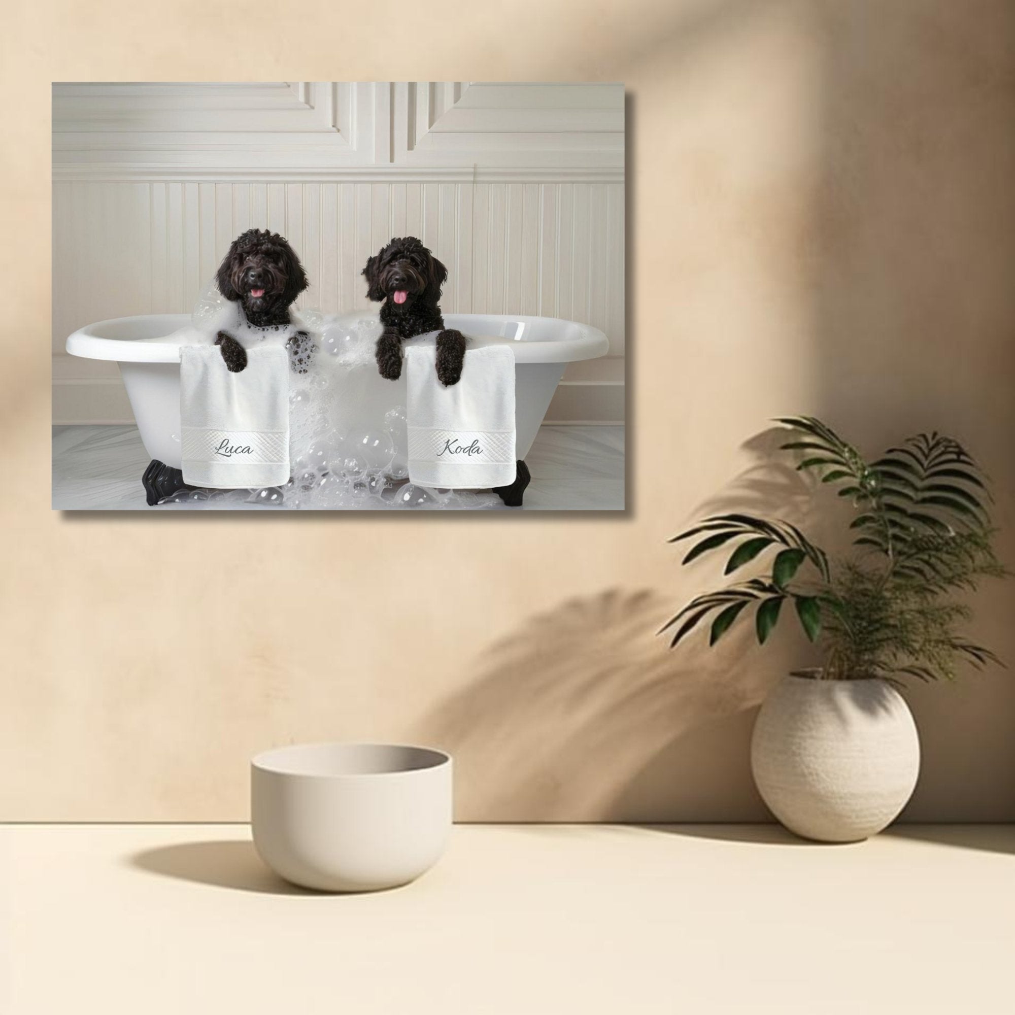 Custom Dog ArtGoldendoodle Bathtime Art Print