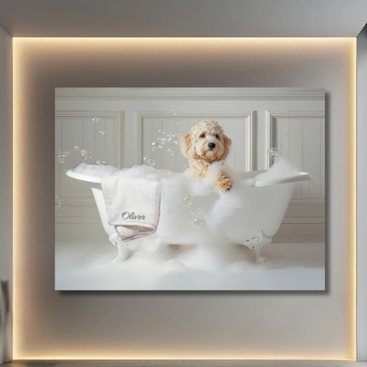 Custom Dog ArtGoldendoodle Bathtub Art - Personalized Dog Bath Art