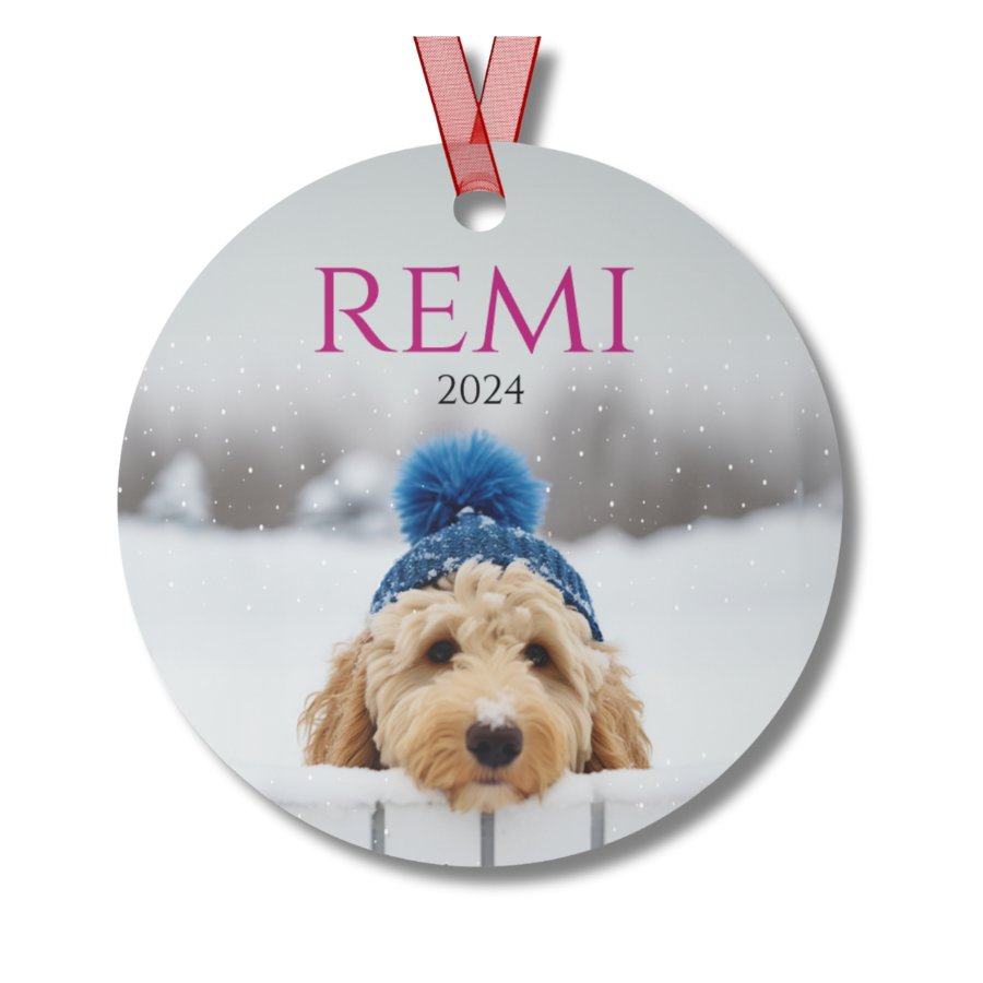 Custom Dog ArtGoldendoodle Christmas Tree Decor, Durable White Aluminum Ornaments, Metal Ornament, Festive Holiday Cheer, Scratch and Chip - Resistant,