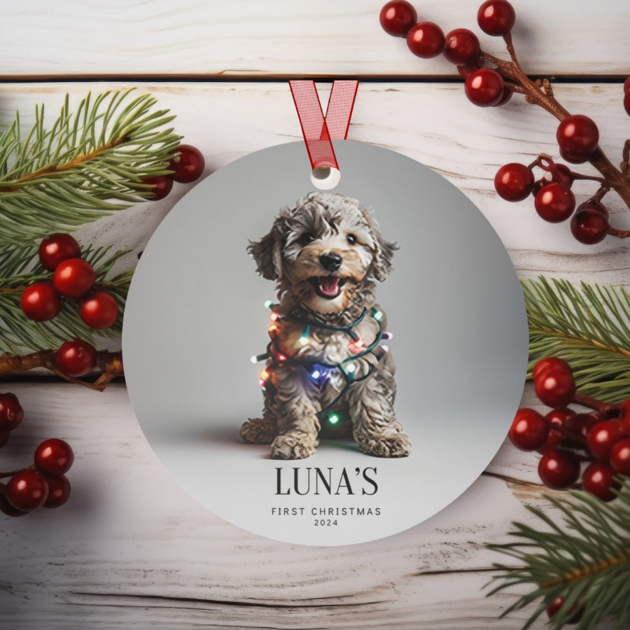 Custom Dog ArtGoldendoodle Puppy Christmas Ornament | Personalized