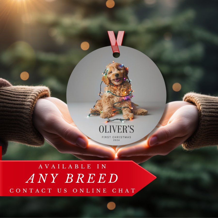 Custom Dog ArtGoldendoodle Puppy Christmas Ornament | Personalized