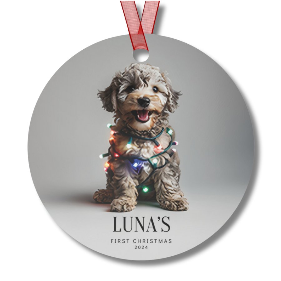 Custom Dog ArtGoldendoodle Puppy Christmas Ornament | Personalized