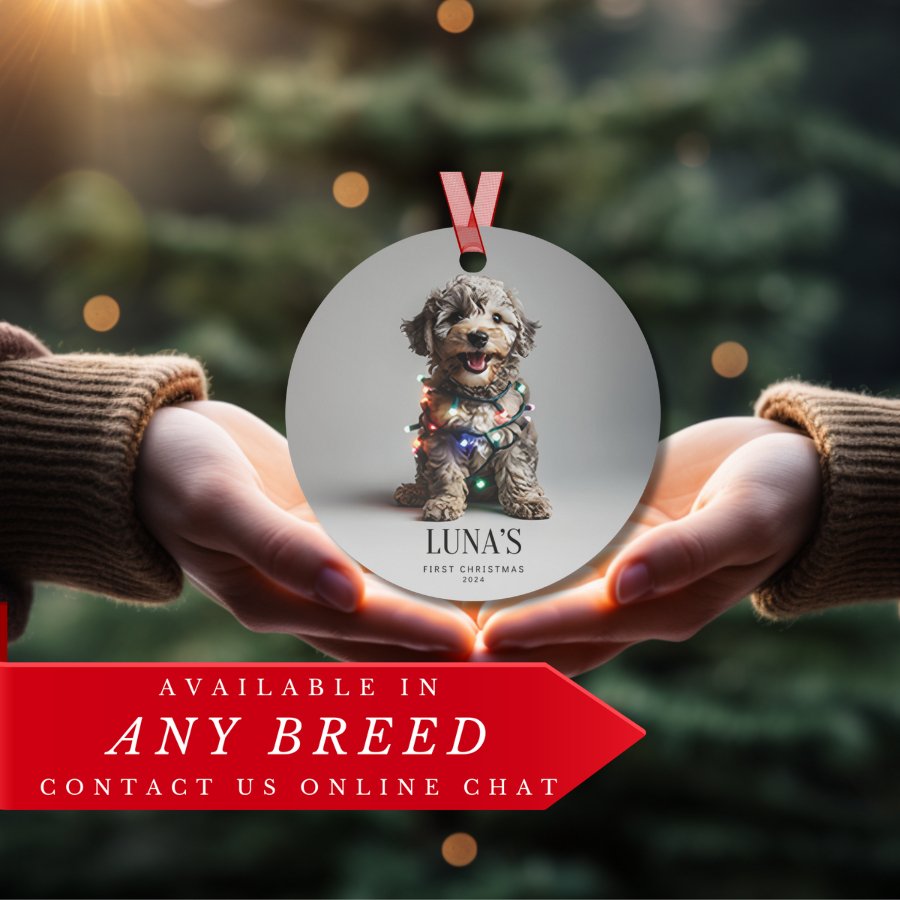 Custom Dog ArtGoldendoodle Puppy Christmas Ornament | Personalized