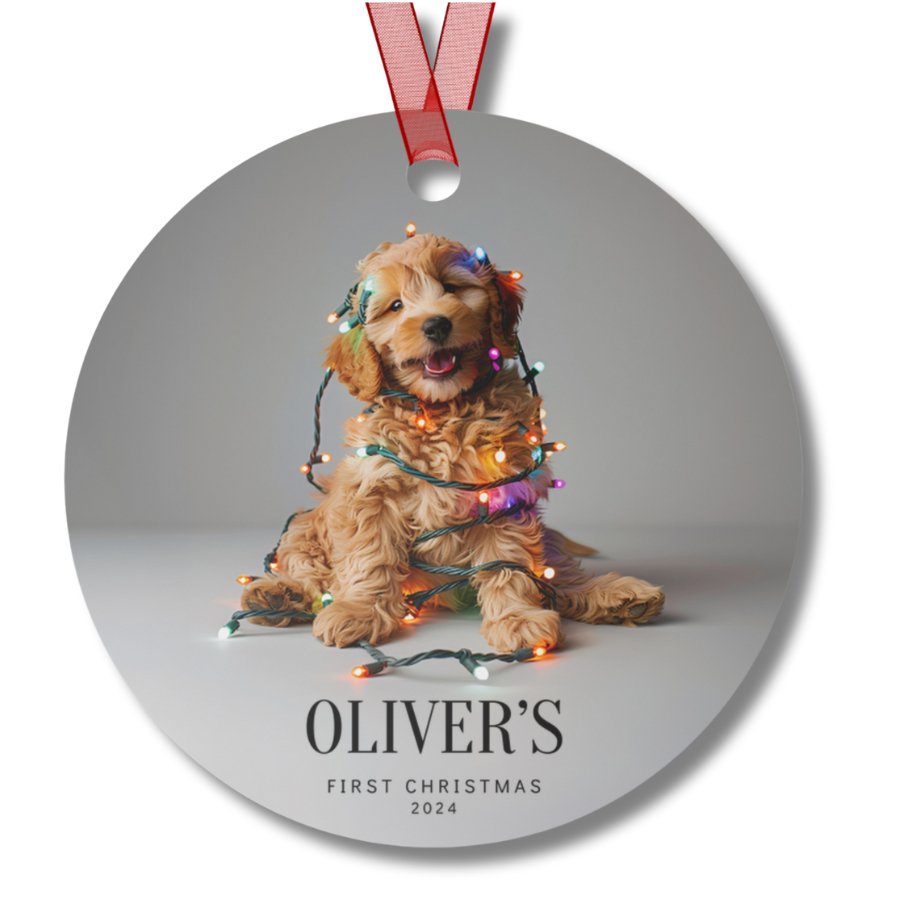 Custom Dog ArtGoldendoodle Puppy Christmas Ornament | Personalized