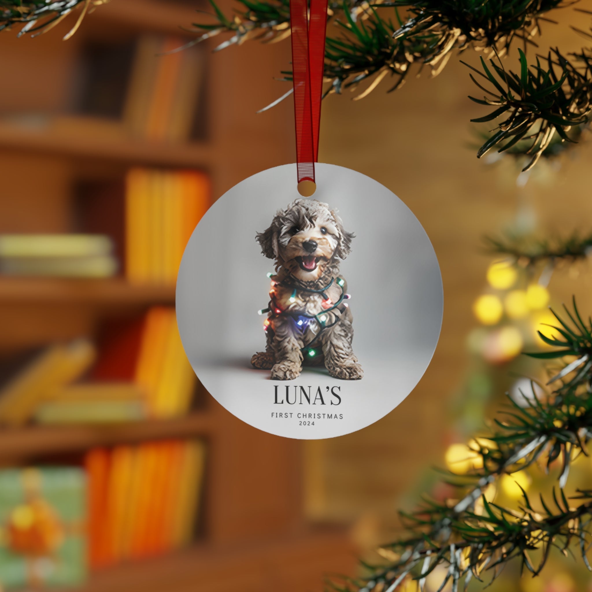 Custom Dog ArtGoldendoodle Puppy Christmas Ornament | Personalized